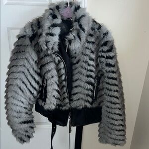 Stylish Gray Faux Fur Jacket